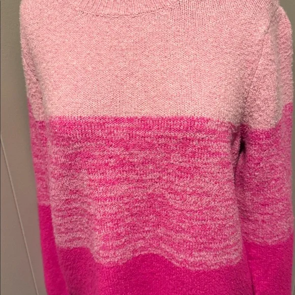 Cupcakes and Cashmere pink/marled fuschia/fuschia stripe colorblock sweater. Lrg - Picture 2 of 5